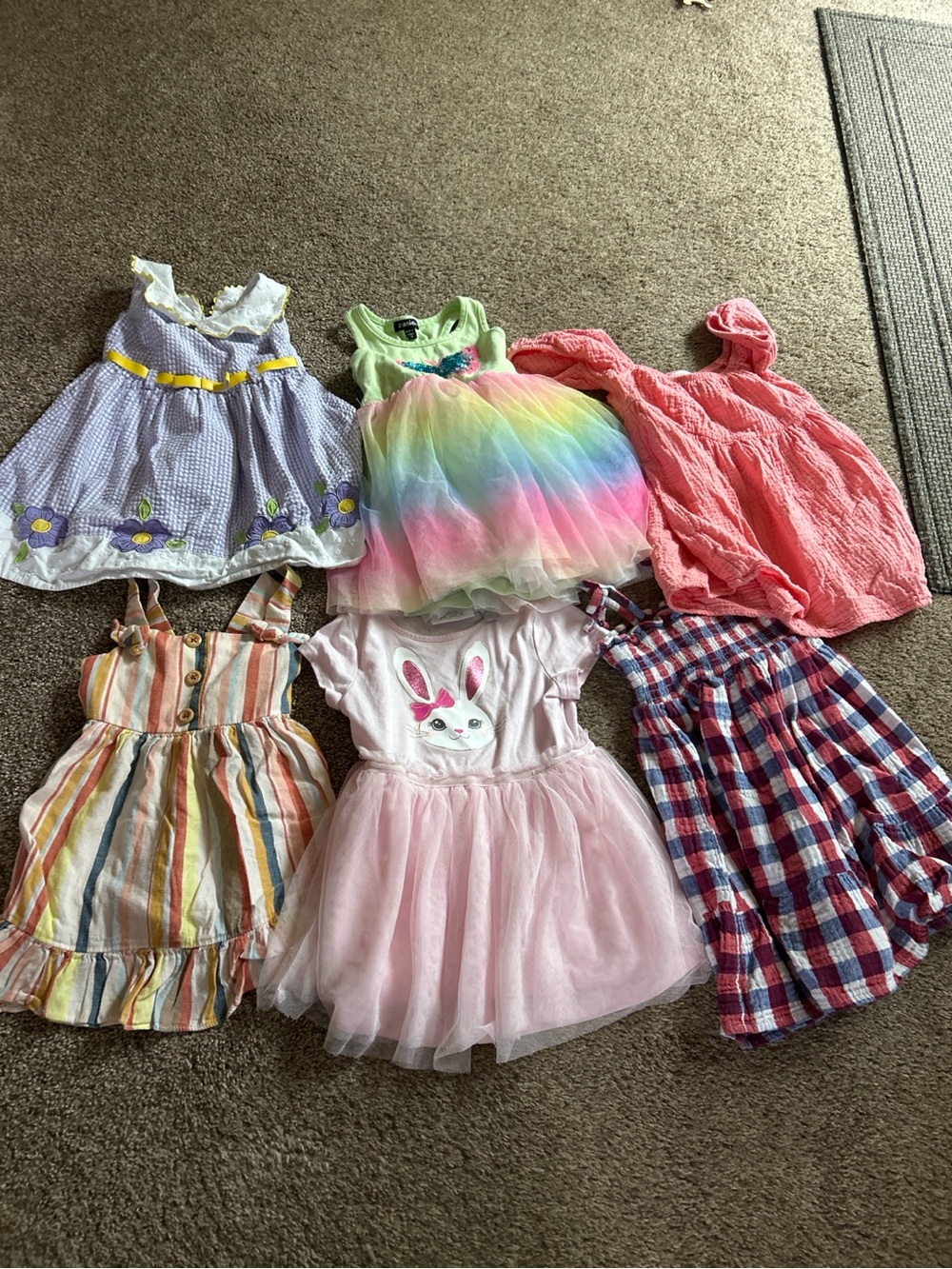 Girls 2T Dress Lot Assorted Brands Rainbow Tulle Bunny Easter Summer 6 Pc used